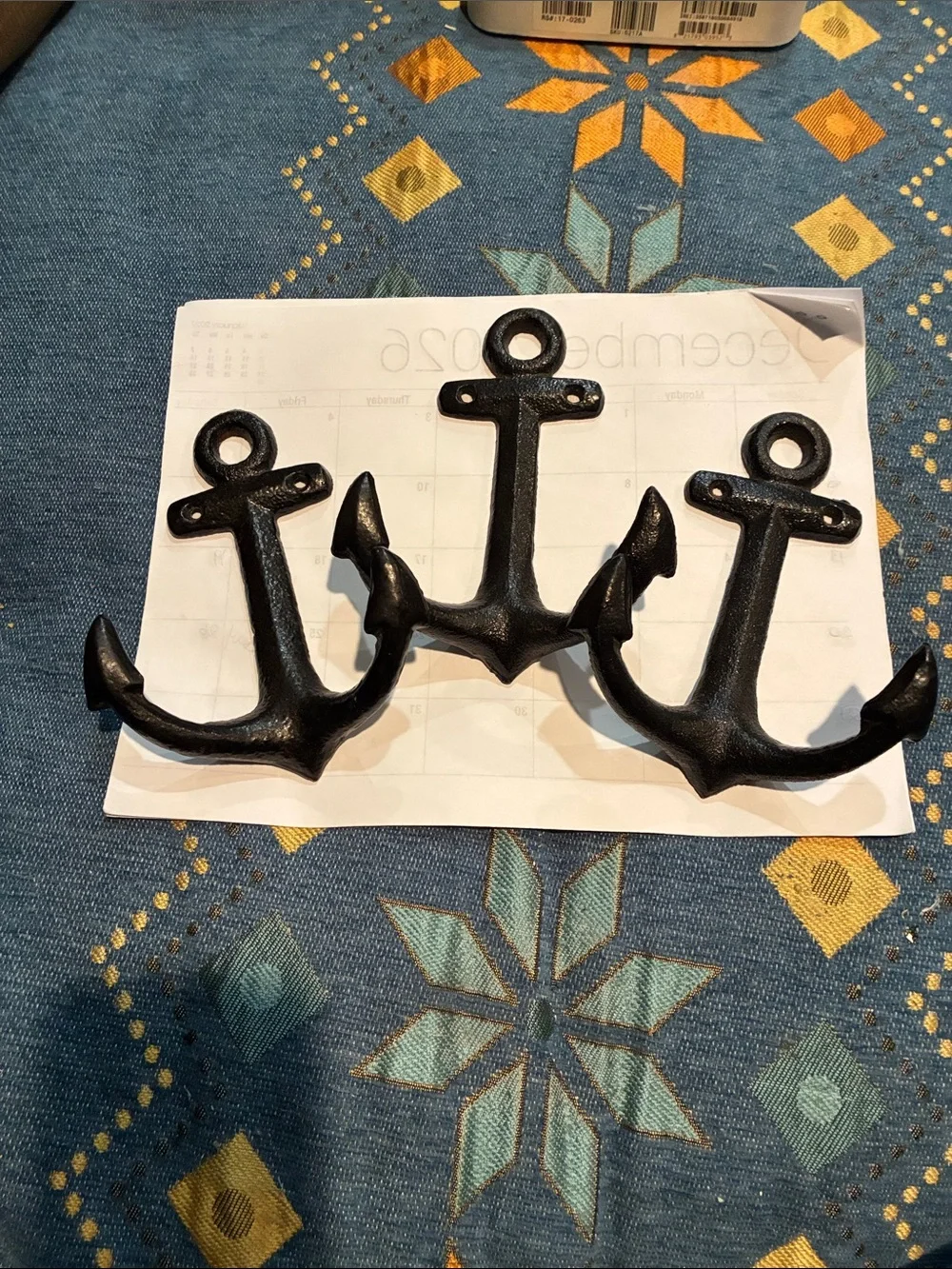 Black Cast Iron Anchor Wall Hooks Nautical Decorative Coat Racks